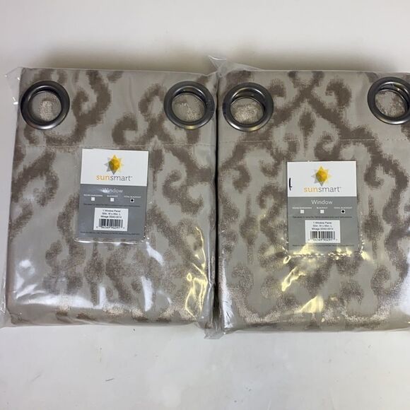 SunSmart Mirage Total Blackout Knitted Jacquard Damask Room Blackout Curtains - Picture 6 of 8